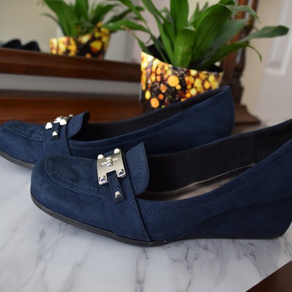 Marc Fisher Shoes - Marc Fisher Women's Blue Wedge Loafers- Size 9.5